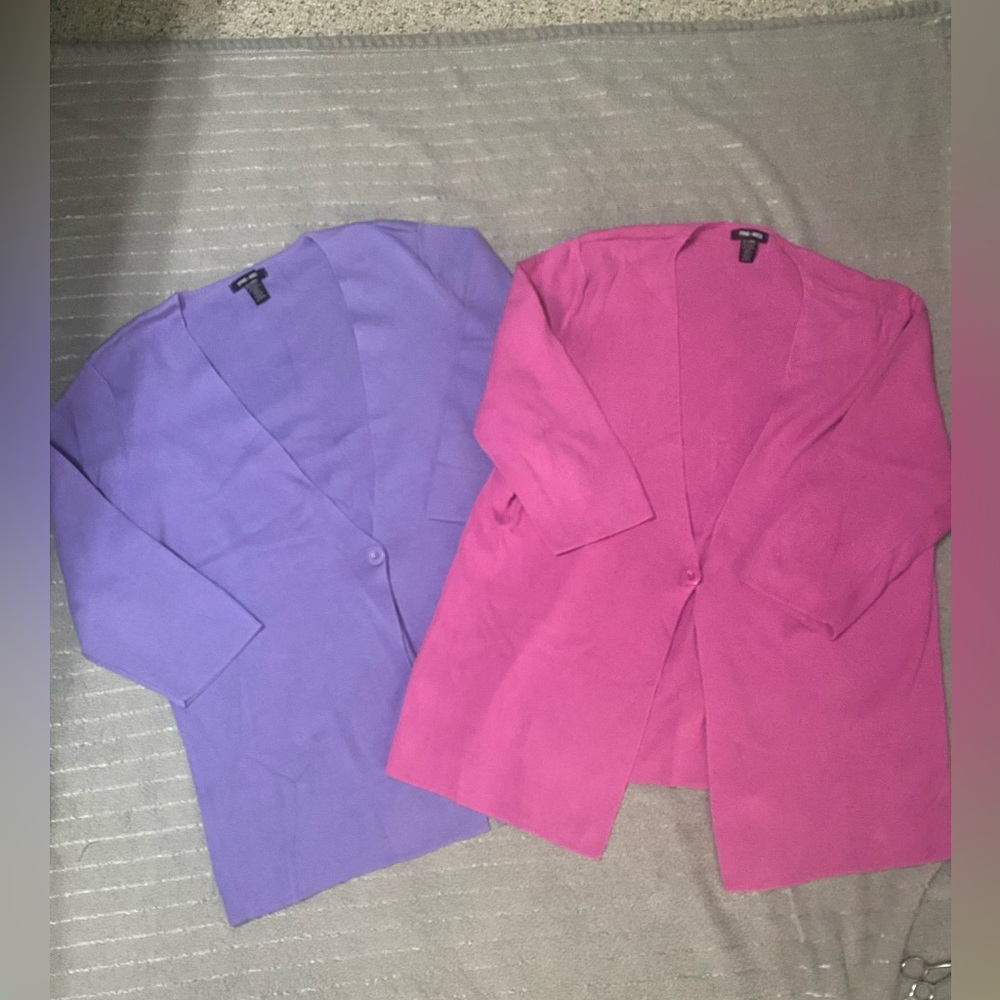 XXL Spring Mercer Lot of 2 Cardigan Swaeters GUC Pink/Purp 3/4 Sleeve